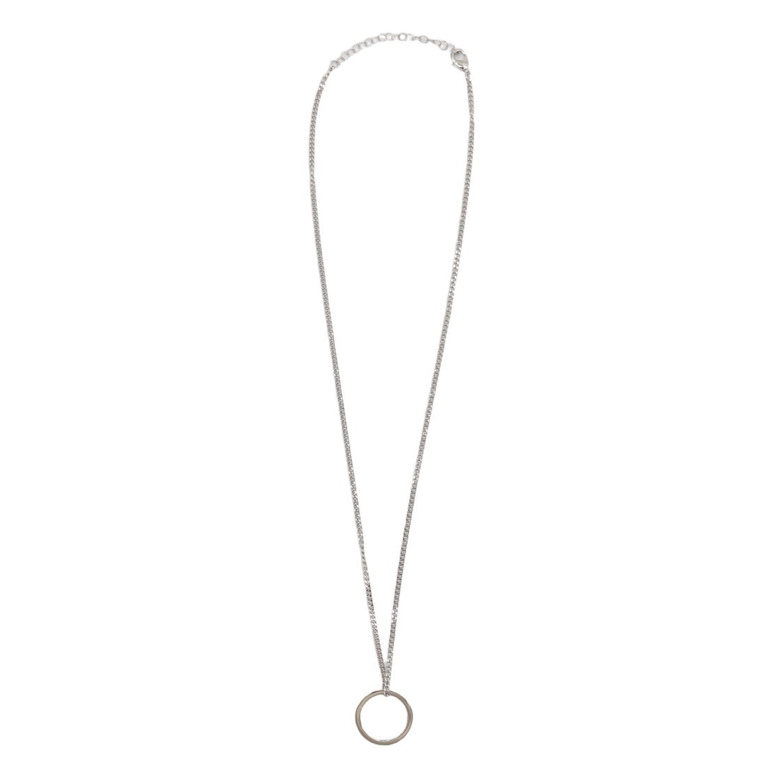 Mm6 By Maison Margiela Sleek Silver-Tone Necklace With Circular Engraved Pendant