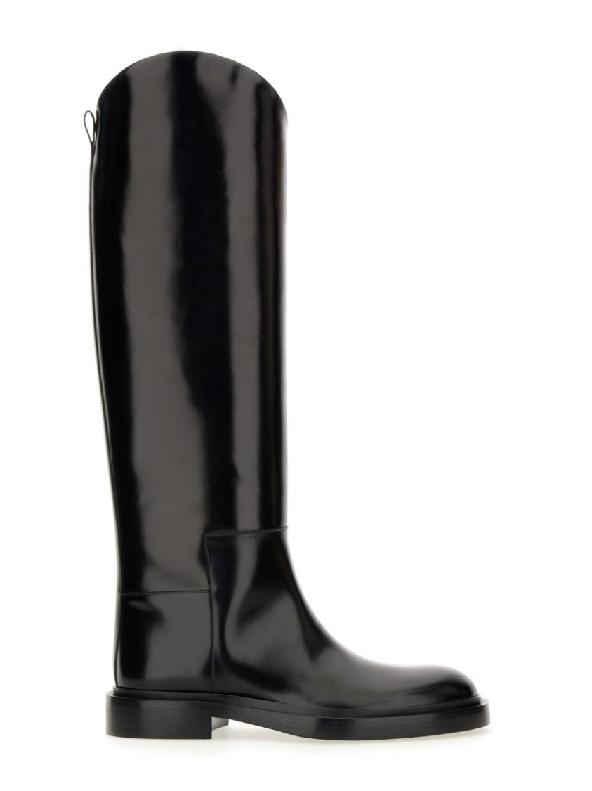 Jil Sander Glossy High-Shaft Leather Boots