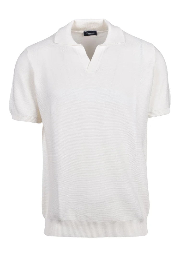 Drumohr Cotton Knit Polo Shirt - White