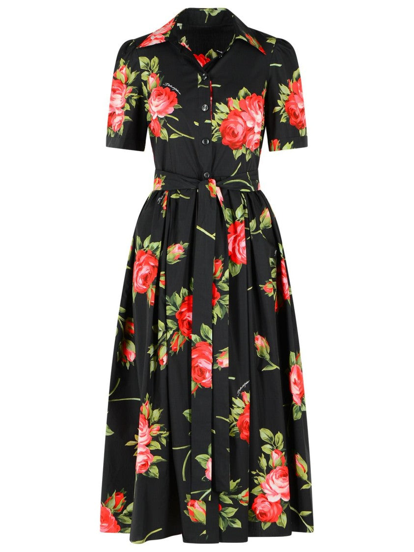 Dolce & Gabbana Bouquet' Black Cotton Dress