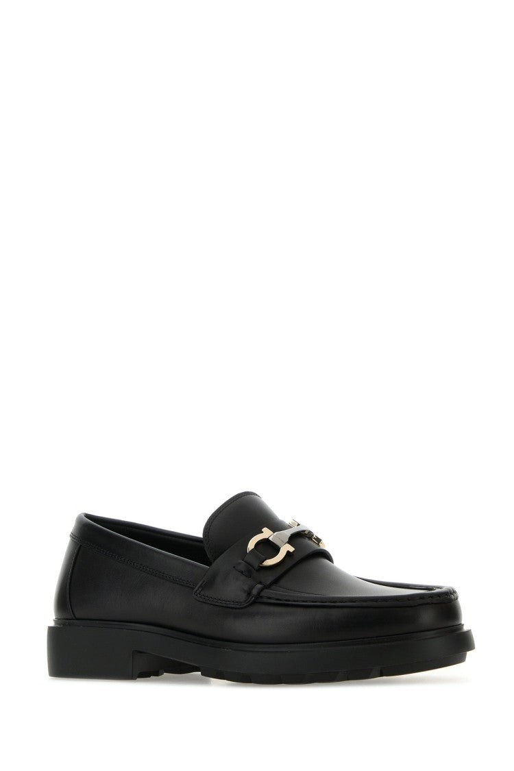 Salvatore Ferragamo Black Leather Loafers With Chunky Sole