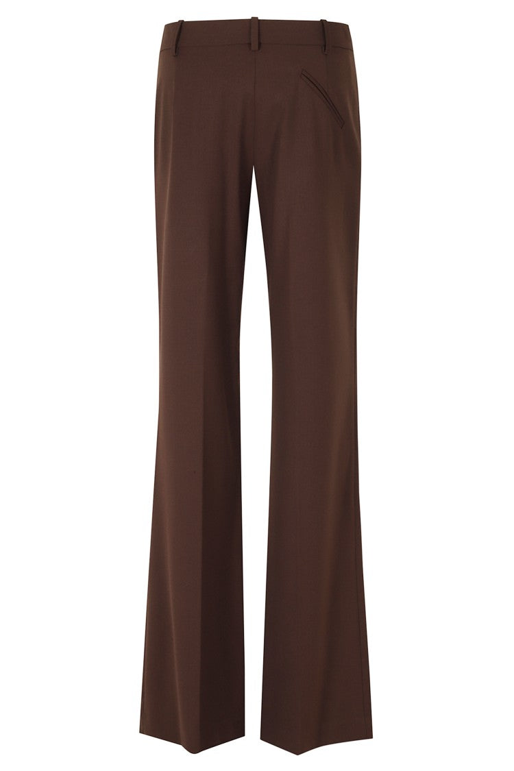 Federica Tosi Dark Brown Frescolana Darts Straight-Leg Polyester-Blend Pants