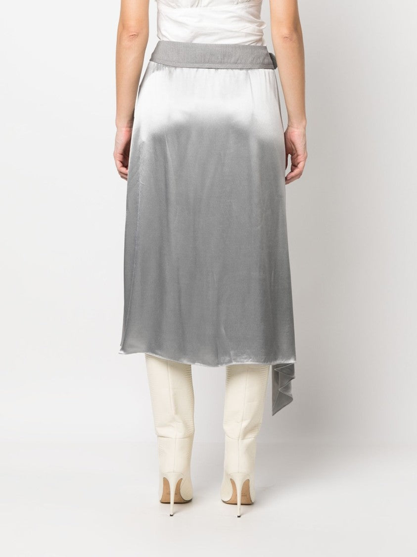 Fendi Asymmetrical Grey Skirt With Draped Detail