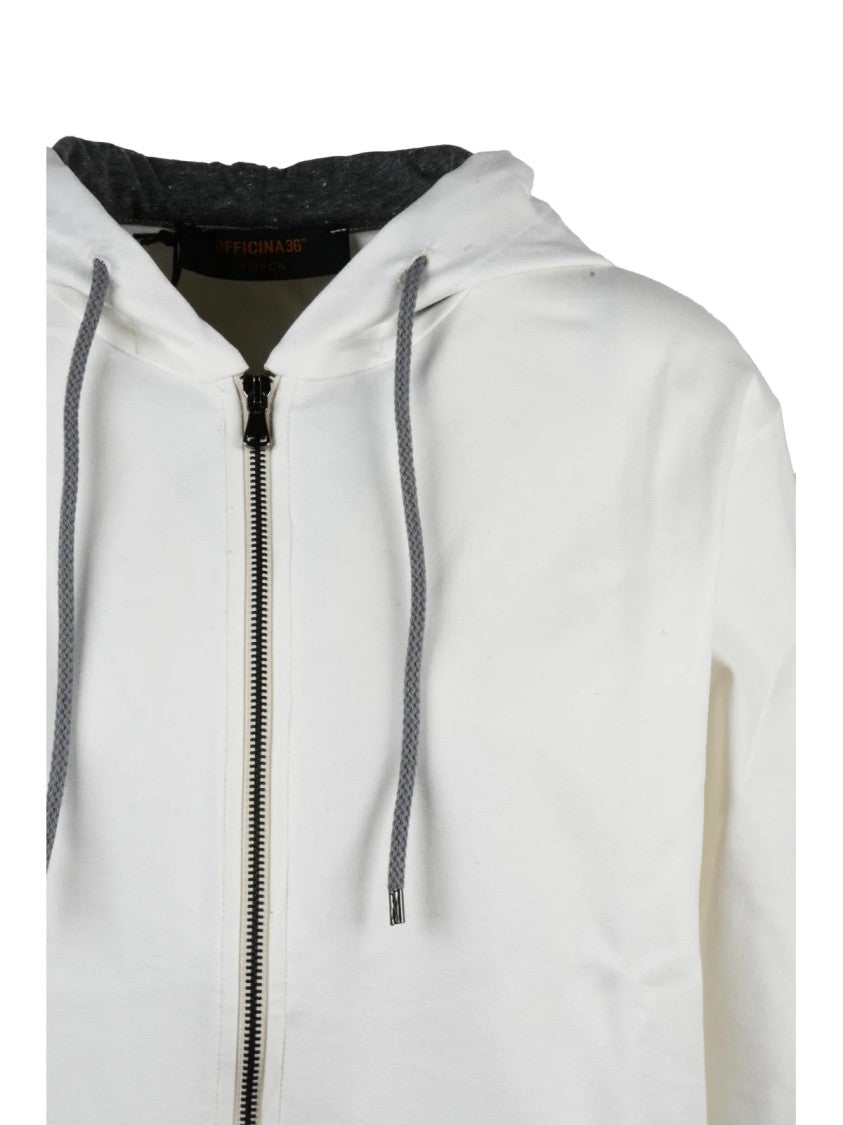 Officina 36 White Hooded Viscose-Blend Sweatshirt