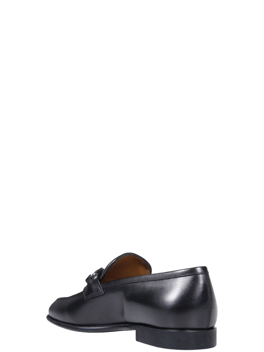 Ferragamo Black Silver Bit Detail Leather Foster Loafers