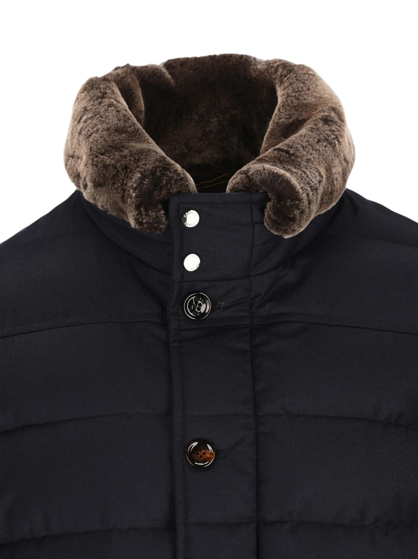 Moorer Quilted Coat With Plush Faux-Fur Trim And Functional Design