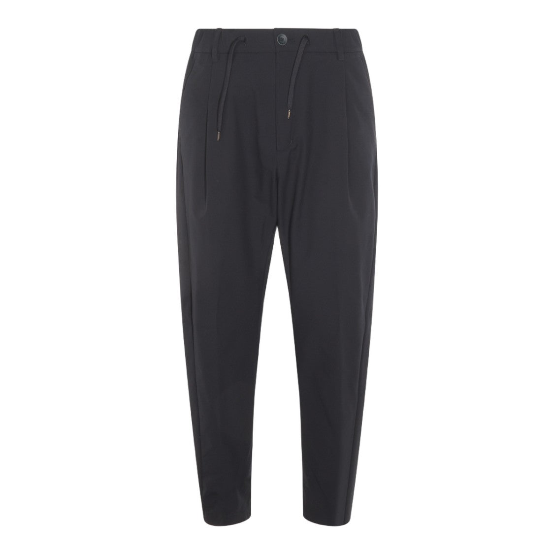 Herno Relaxed Fit Black Trousers With Tapered Leg And Button Closure
