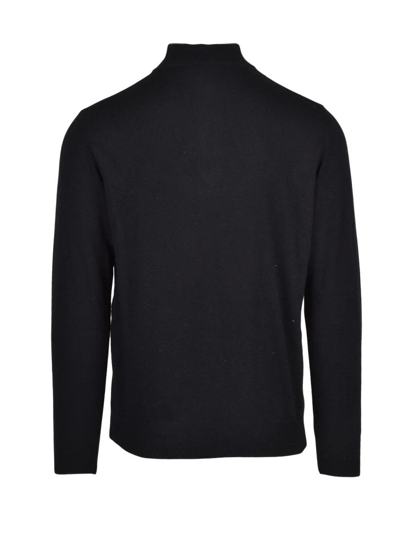 Harmont&Blaine Black Zip Neck Wool-Blend Sweater