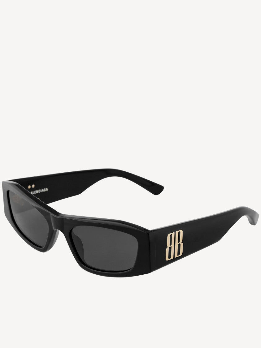 Balenciaga Black Rectangular Logo Sunglasses