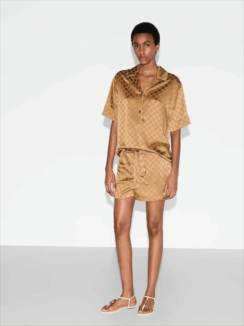 Gucci Brown Monogram Patterned Relaxed Fit Shorts