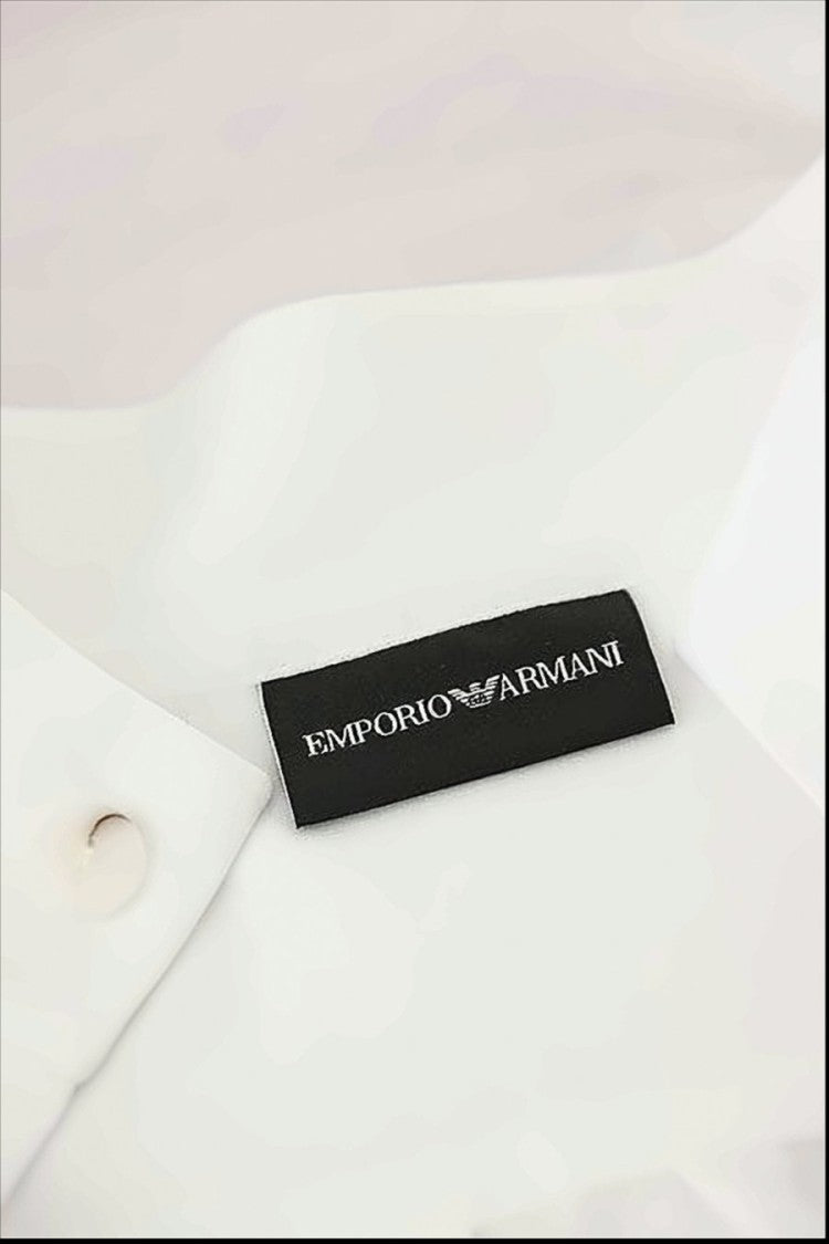 Emporio Armani White Stand Collar Shirts