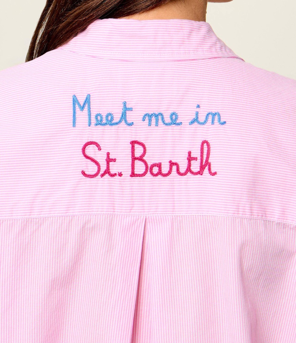 Mc2 Saint Barth Relaxed Fit Long Sleeve Shirt With Vertical Stripe Pattern
