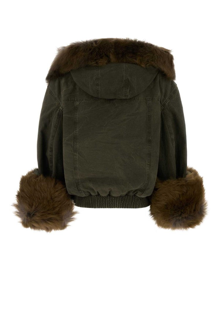 Blumarine Army Green Cotton Bomber Jacket