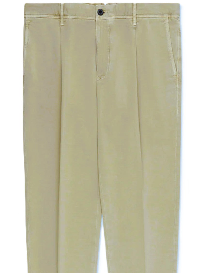Incotex Beige Straight-Leg Button Waistband Trousers