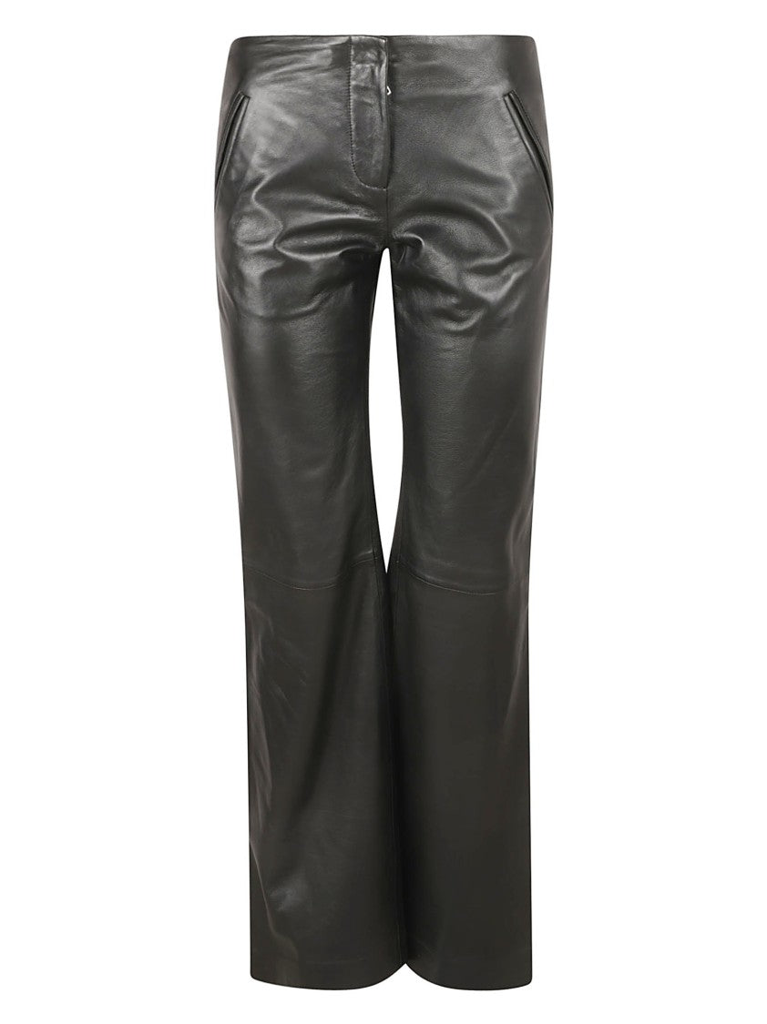 Alberta Ferretti Tailored Black Leather Trousers