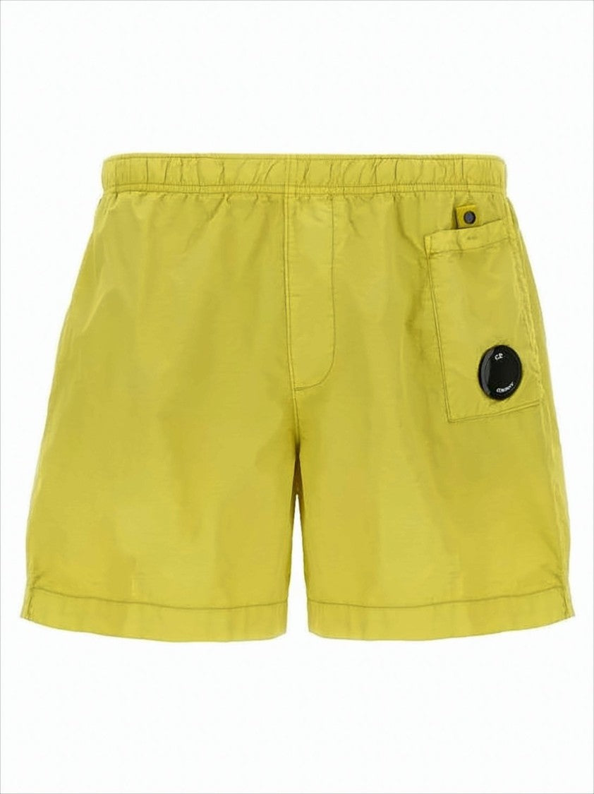 C.P. Company Relaxed Fit Yellow Shorts With Patch Pocket