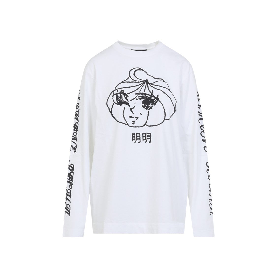 Simone Rocha Long-Sleeve T-Shirt With Abstract Face Design And Script Accents