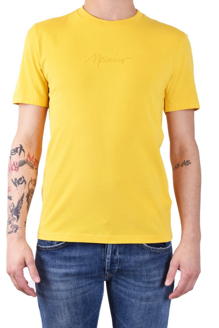 Moschino Yellow Logo Embroidered T-Shirt