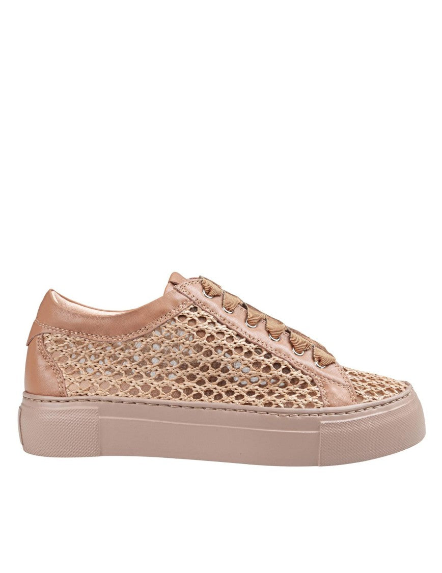Agl Metra Perforated Fabric Sneakers In Cognac Color