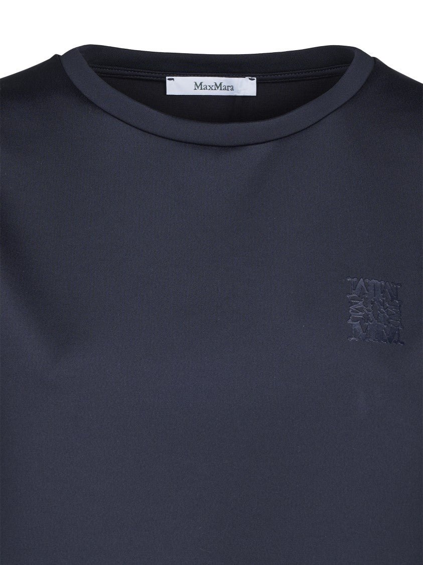 Max Mara Short-Sleeve Embroidered Logo Top