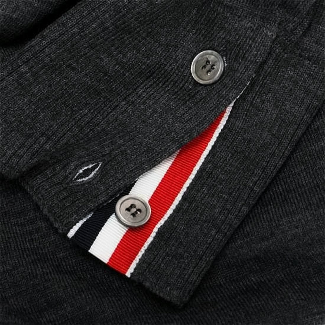 Thom Browne Deep V-Neck Wool Cardigan With Tricolor Accents