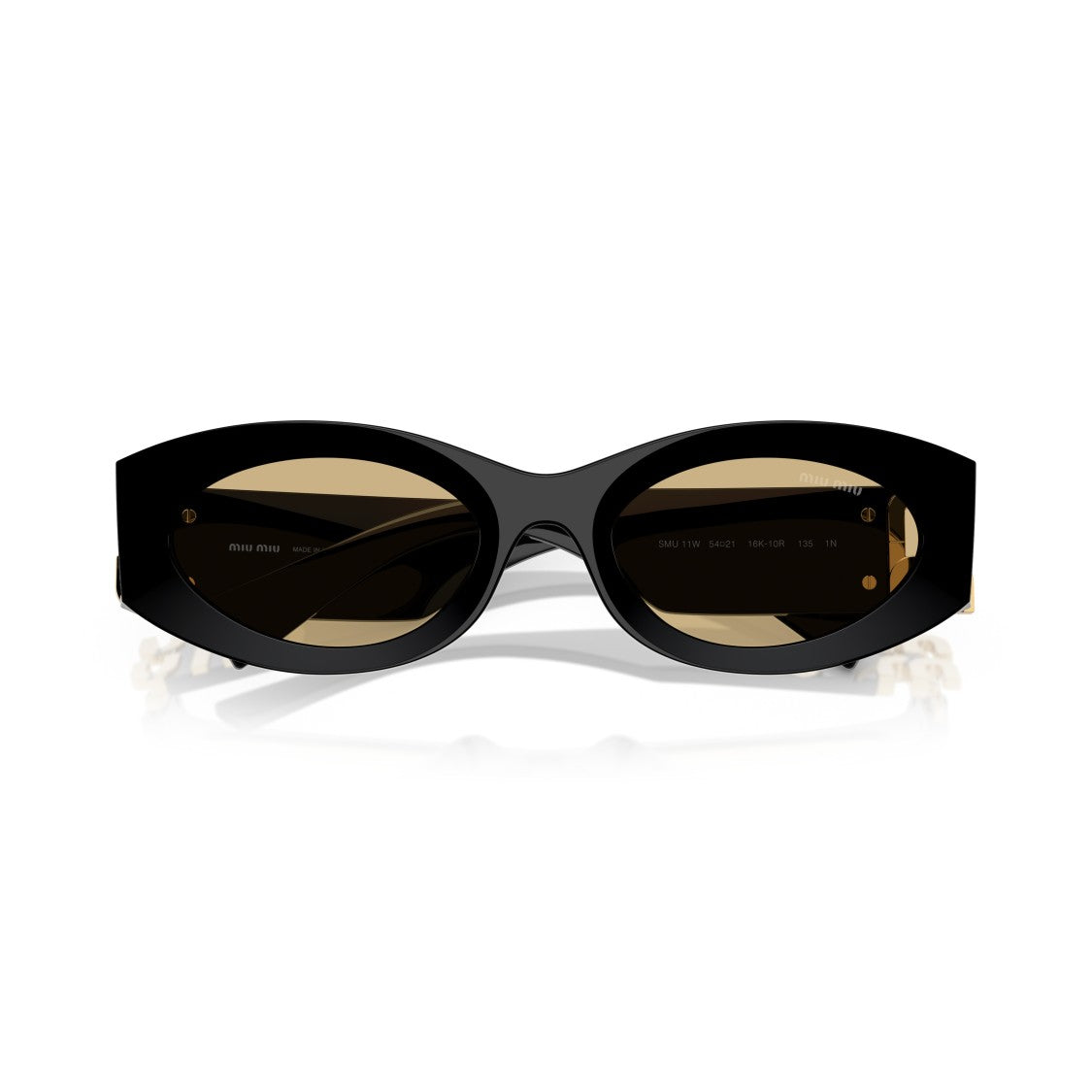 Miu Miu 0Mu 11Ws Glossy Black Acetate Oval Sunglasses