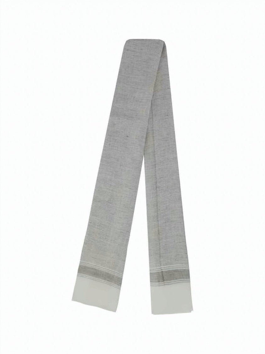 Brunello Cucinelli Hemp Fabric Scarf With Subtle Striped Pattern