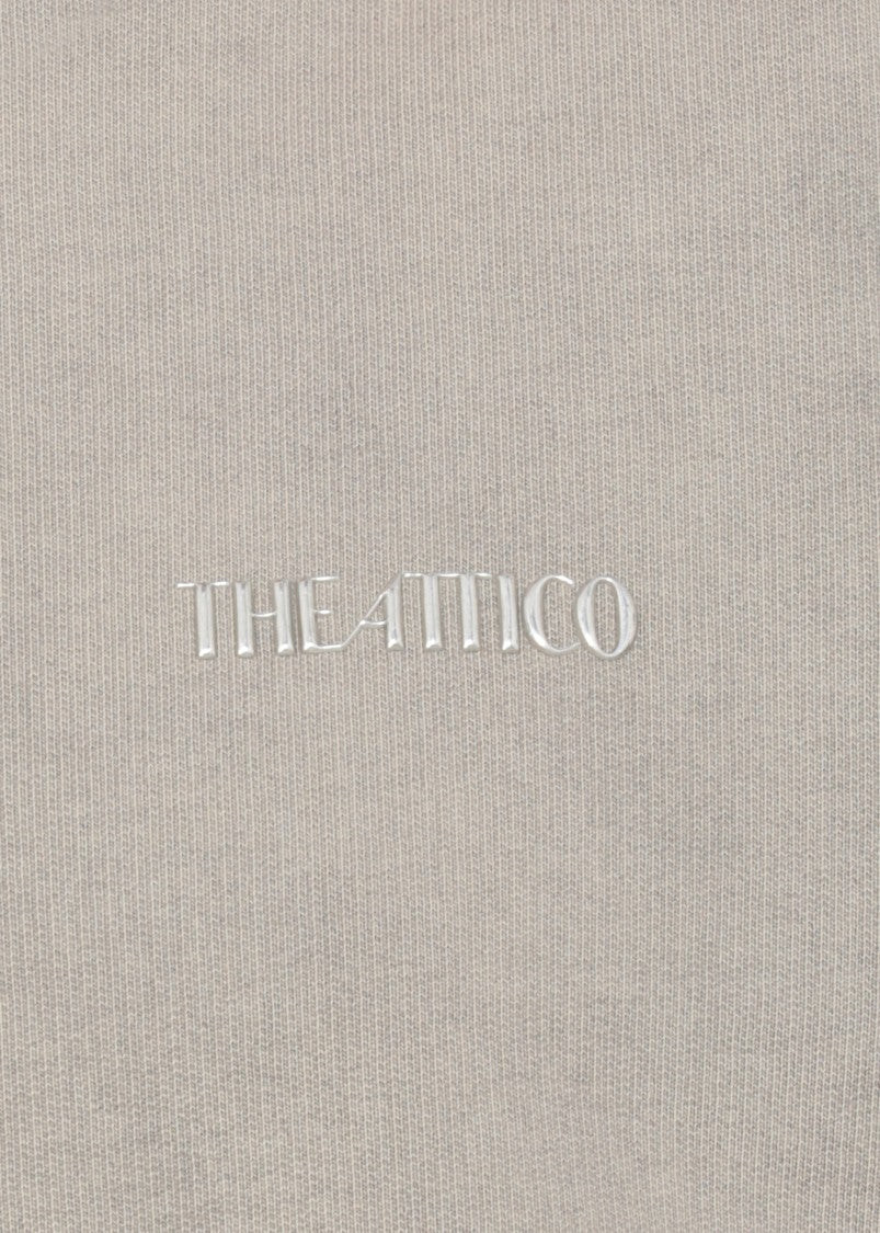 The Attico Taupe Grey Cotton Sweatshirt With Front Relief Logo