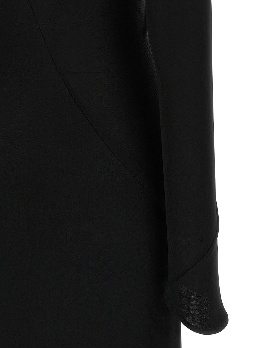 The Attico Asymmetrical V-Neck Dress With Flared Train