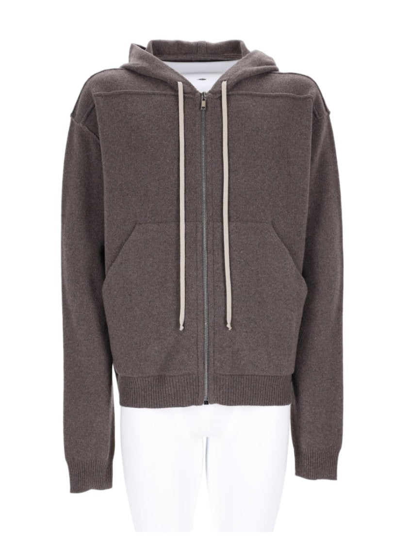 Rick Owens Brown Hooded Cashmere-Wool Blend Jacket