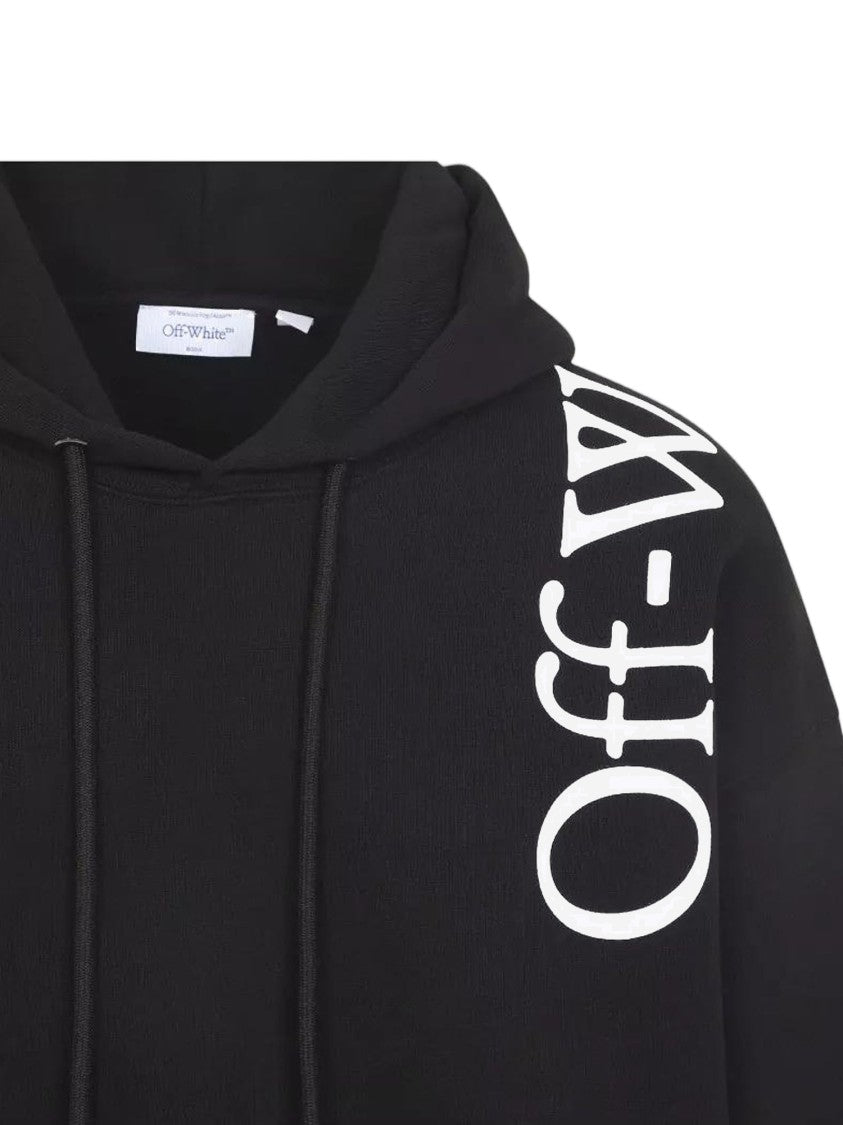 Off-White Black Logo Drawstring Cotton Hoodie