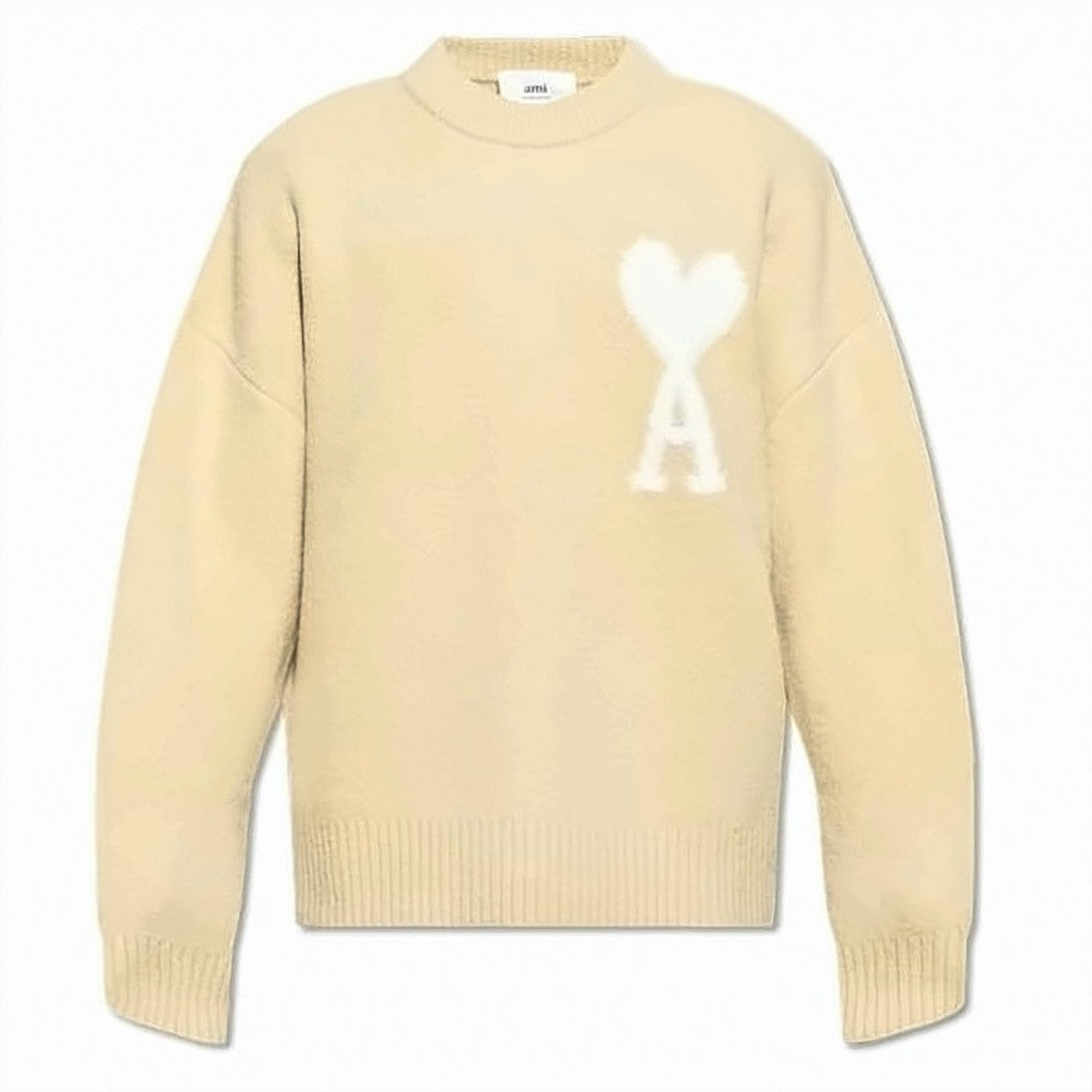 Ami Paris Alpaca Blend Knit Sweater With Heart Logo Detail