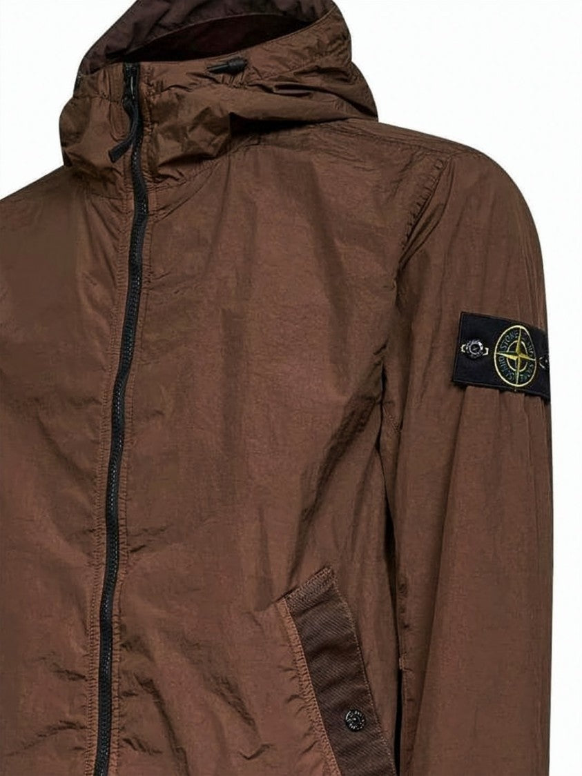 Stone Island Crinkled Nylon Wind Resistance Hooded Jacket