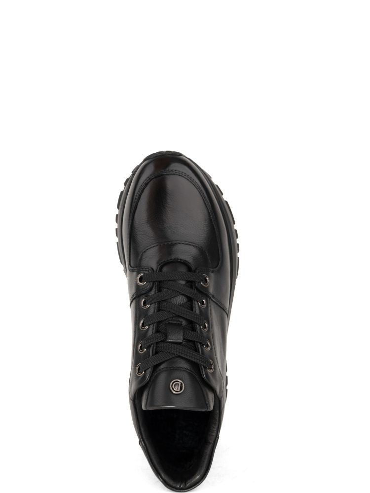 Adrianna Feretti Black Effortless Textured Tread Lace-Up Leather Ankle Boots