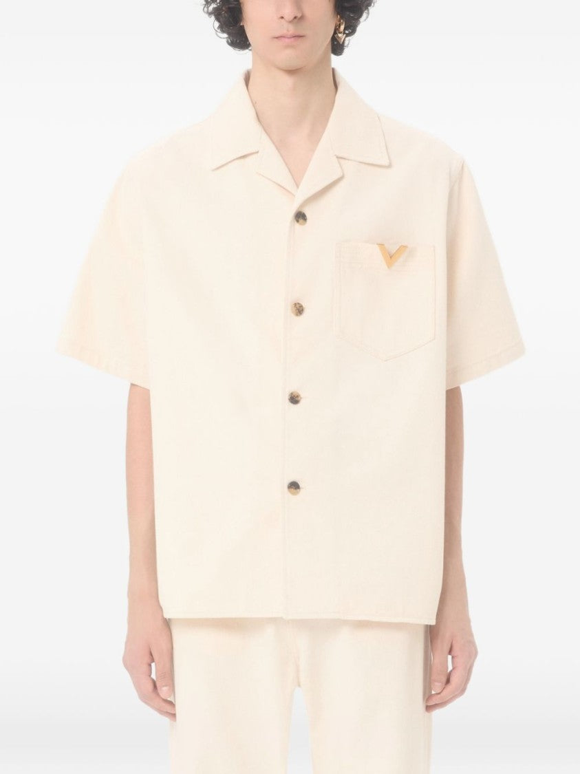 Valentino Garavani Boxy Short-Sleeve Shirt With Camp Collar