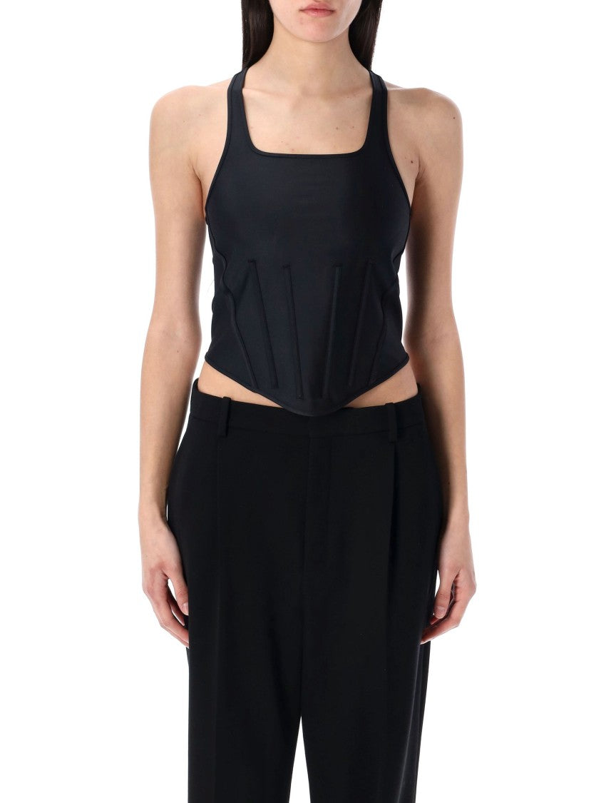 Mugler Structured Corseted Tank Top With Square Neckline