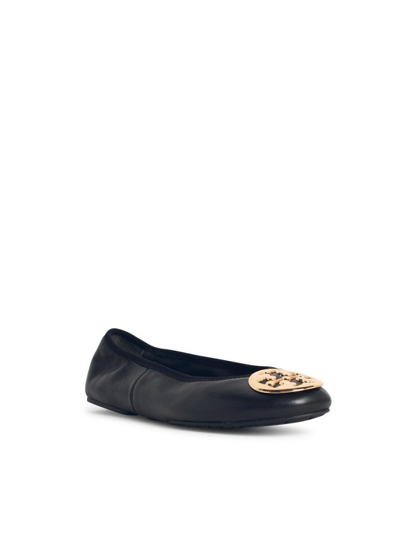 Tory Burch 'Minnie' Black Leather Ballet Flats