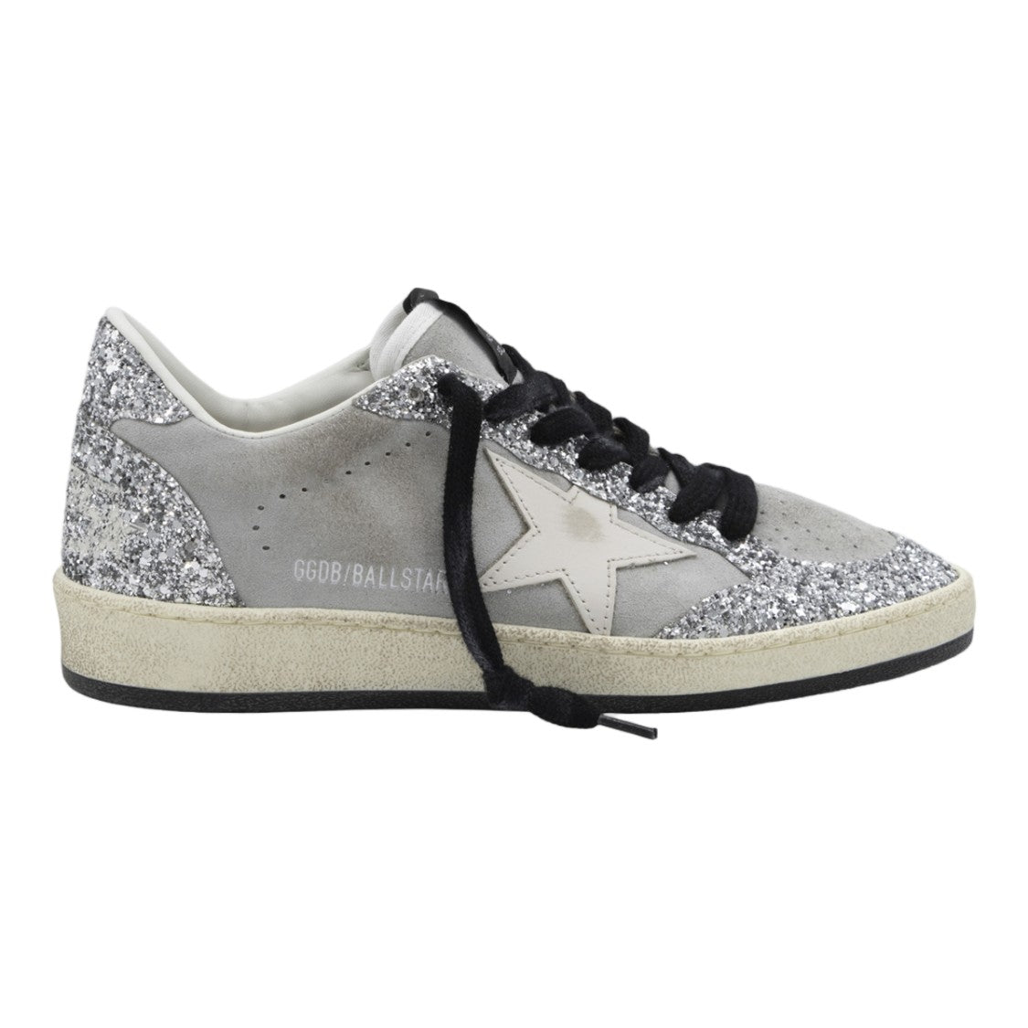 Golden Goose Low-Top Sneakers With Glittery Silver Panels