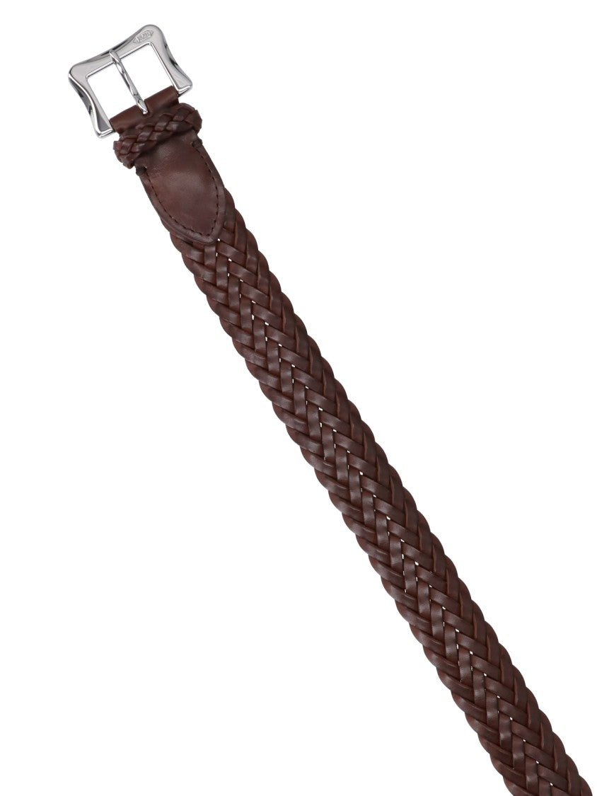 J&M Davidson Brown Braided Calf Leather Belt