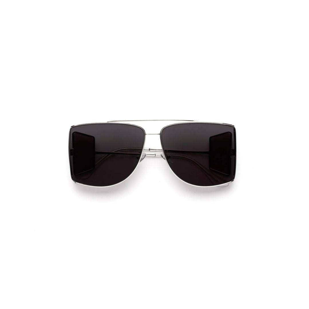 Retrosuperfuture Black Autore Geometric Silver Metal Sunglasses