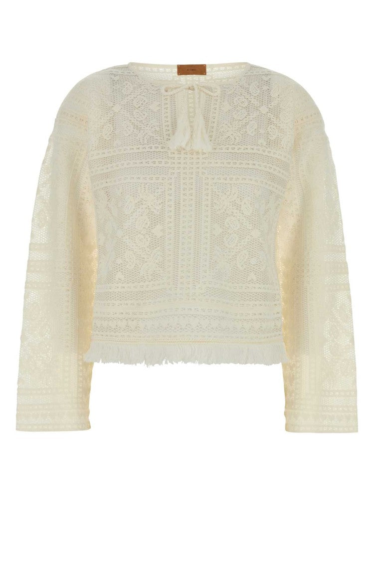 Alanui White Crochet Kiss By The Book Sweater