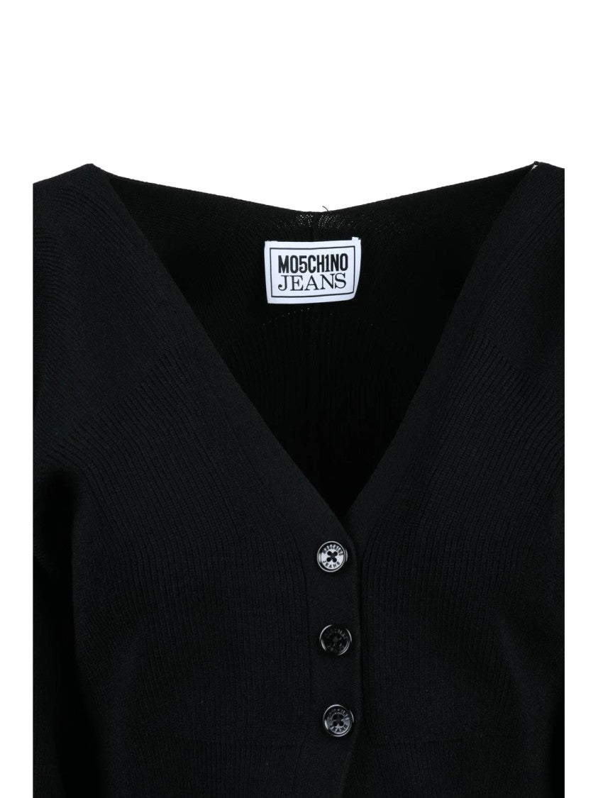 Mo5ch1no Jeans Black Viscose Polyester Short Cardigan