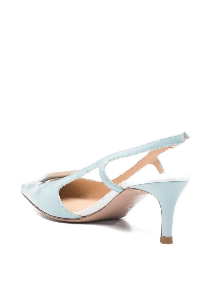 Roberto Festa Blue Square Toe Buckle Slingback Heels