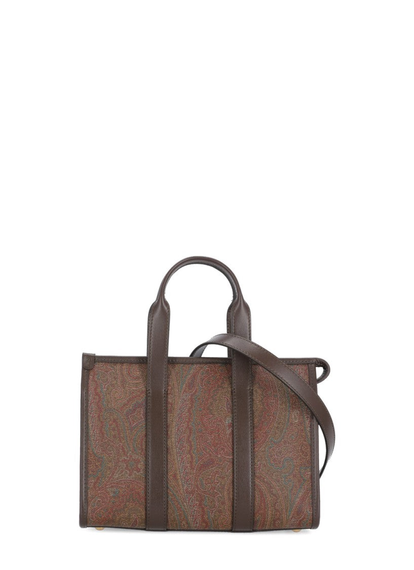 Etro Rectangular Cotton Handbag With Contrasting Paisley Design