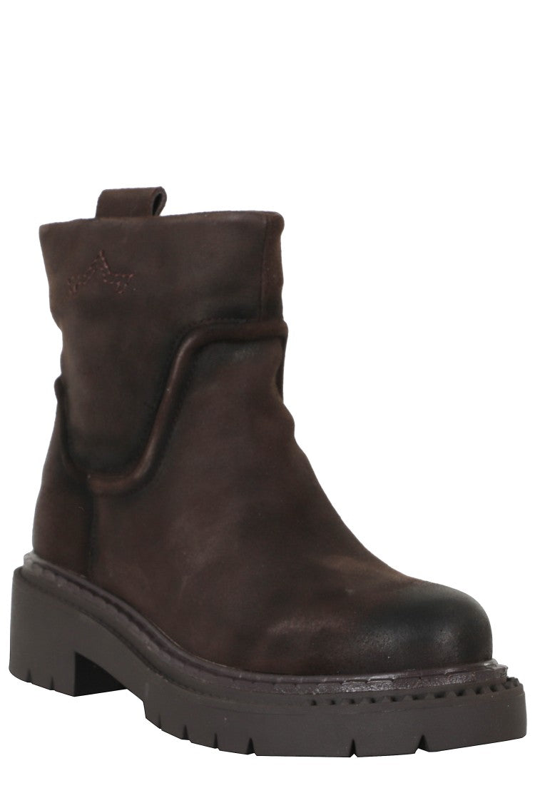 Ash Dark Brown Oily Suede Ankle Boots