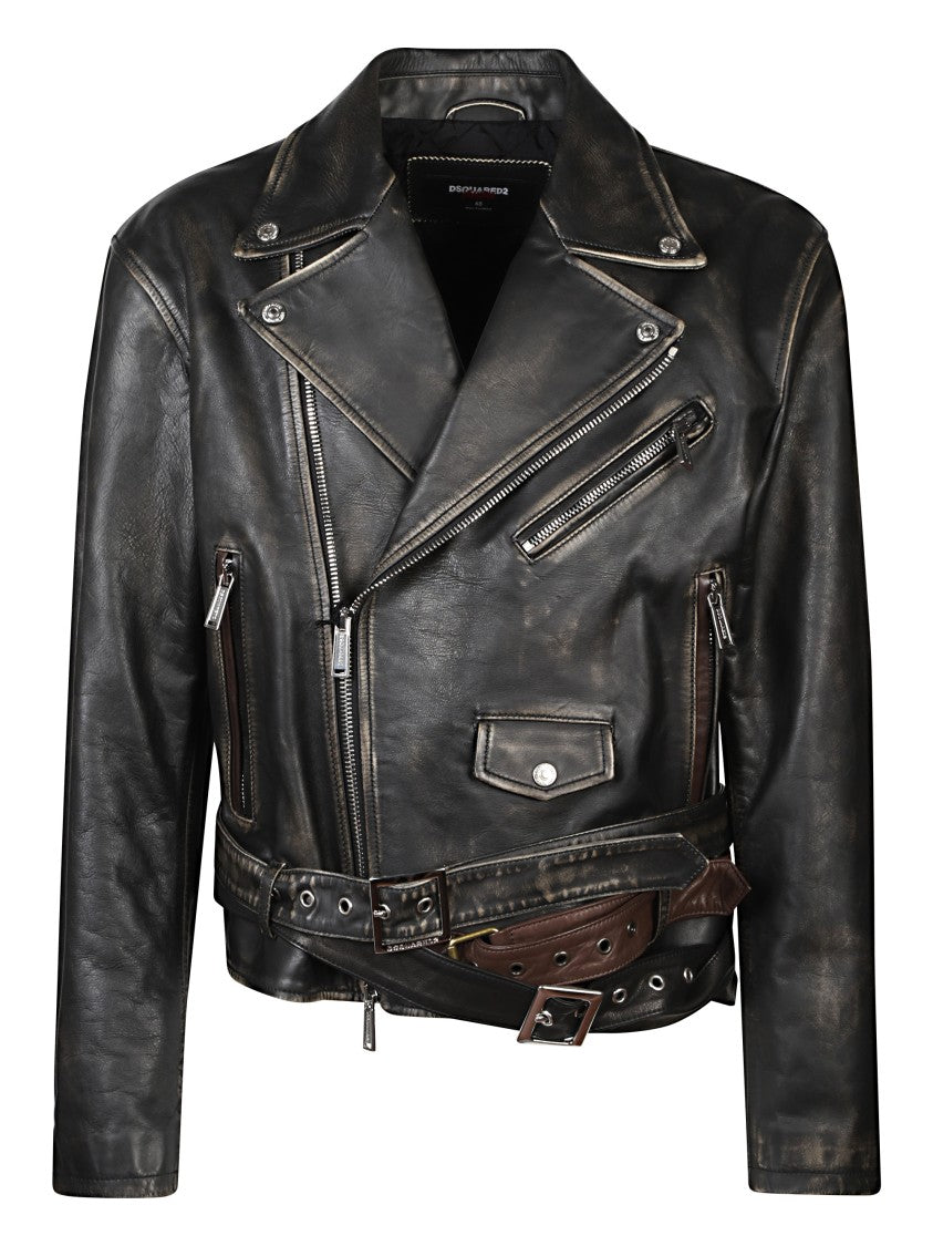 Dsquared2 X Magliano Leather Jacket With Zip