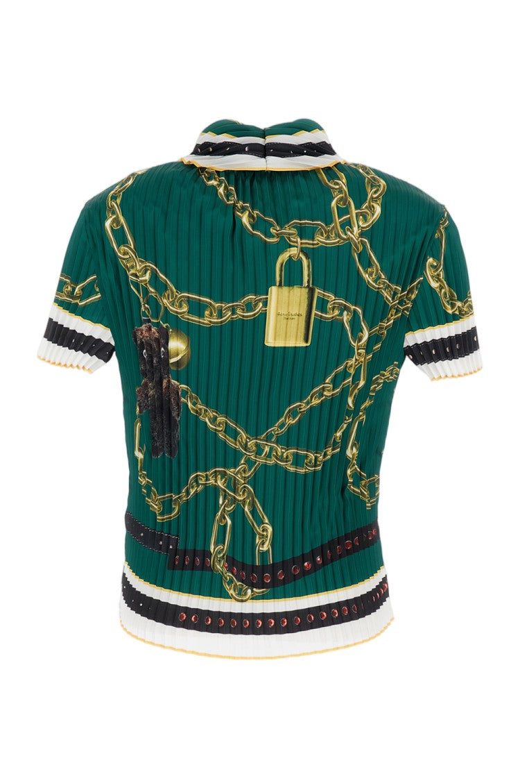 Acne Studios Short-Sleeved Ribbed Top With Chain Print