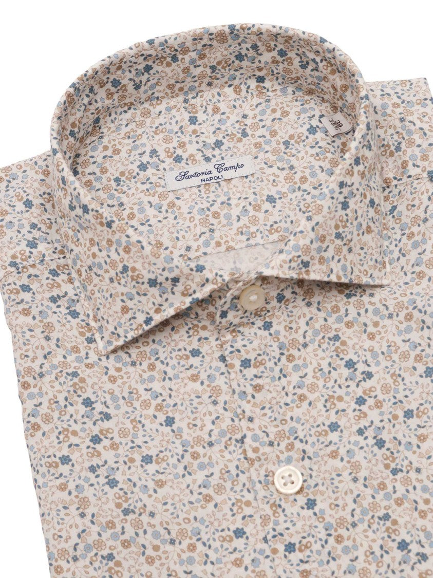 Sartoria Del Campo-Sonrisa Floral Pattern Cotton Casual Shirt