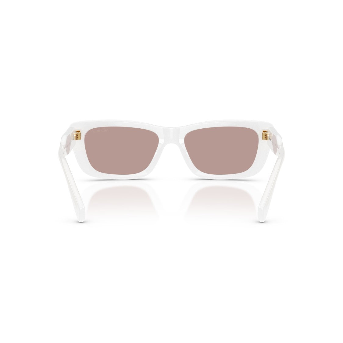 Miu Miu Bold Rectangular White Acetate Sunglasses With Gold Logo Detail