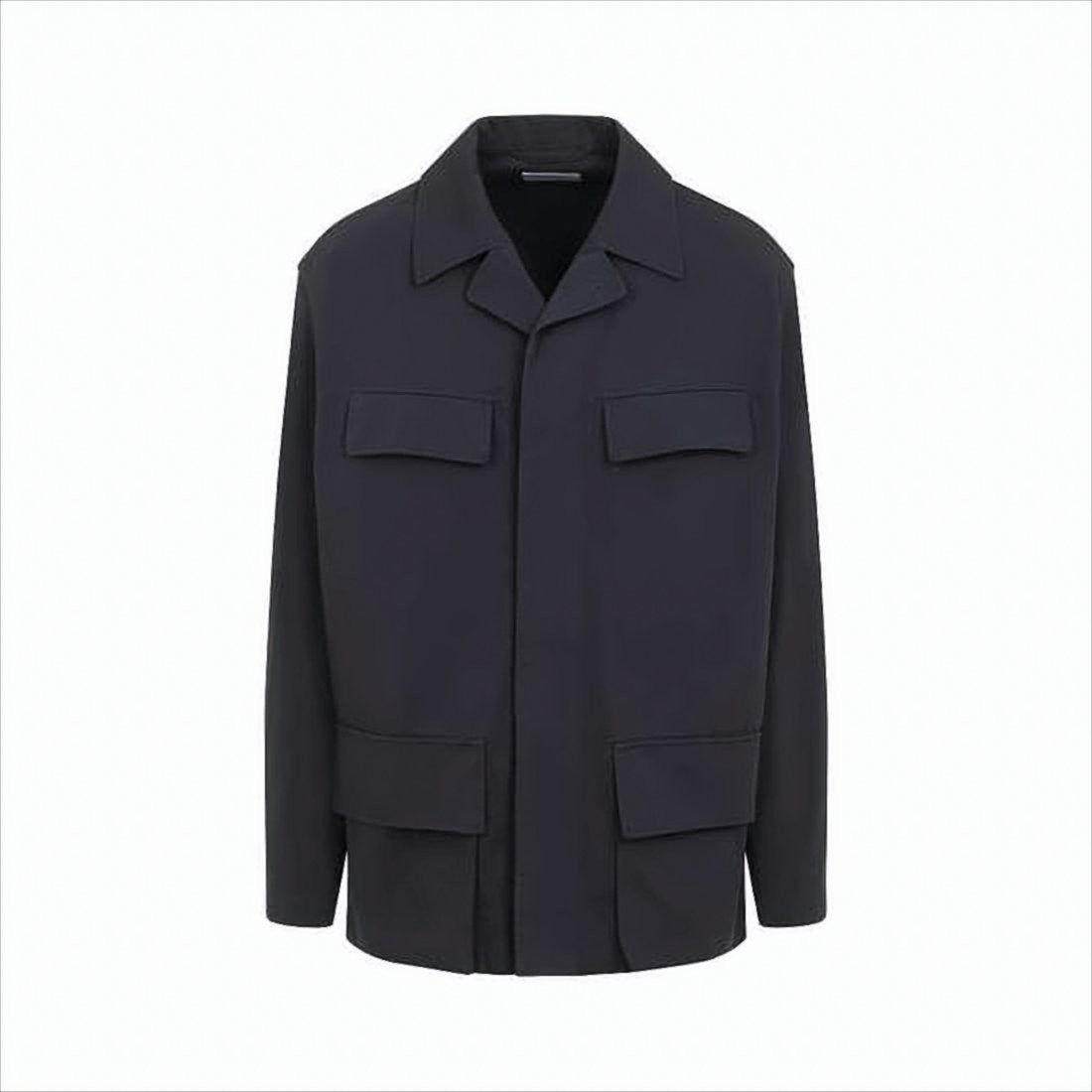 Lemaire Structured Black Cotton Jacket With Classic Collar